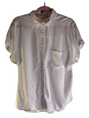 Cloth & Stone White 100% Tencel Short Sleeve Button Down Shirt Size Small
